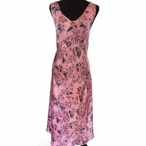 Kim Rogers Intimates Satin Pink Floral Chemise Dress Sleeveless V-Neck Size M